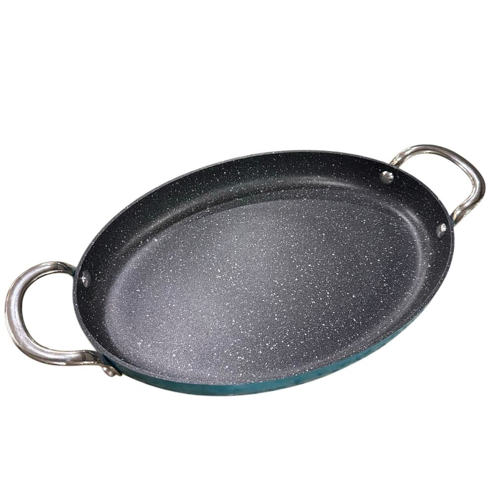 Curtis Stone Dura-Pan Nonstick 12.6" Oval Do It All Multi Use Pan Turquoise Blue